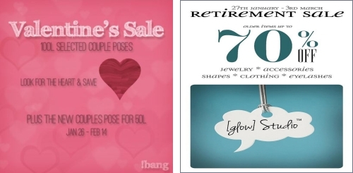 Valentine’s Sale @ !bang & Retirement Sale @ [glow] Studio in Second Life